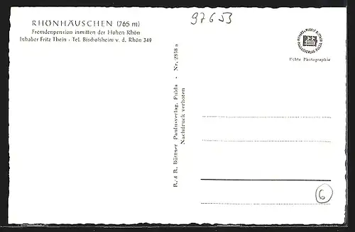 AK Bischofsheim /Rhön, Berggasthof und Pension Rhönhäuschen