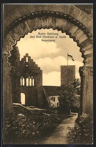AK Bad Neuhaus a. Saale, Ruine Salzburg, Burgeingang