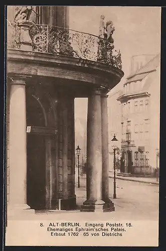 AK Berlin, Teilansicht ehemaliges Ephraim`sche Palais, Poststrasse 16