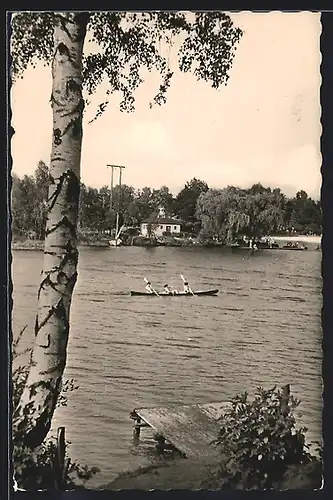 AK Weisswasser / Oberlausitz, Ruderpartie auf dem Jahnsteich