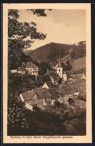 AK Stolberg / Harz, Ortsansicht überm Klingelbrunnen gesehen