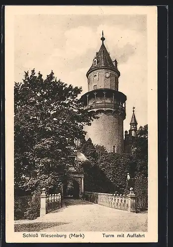 AK Wiesenburg / Mark, Schlossturm mit Auffahrt