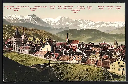 AK Zug, Ortsansicht mit Berner-Hochalpen