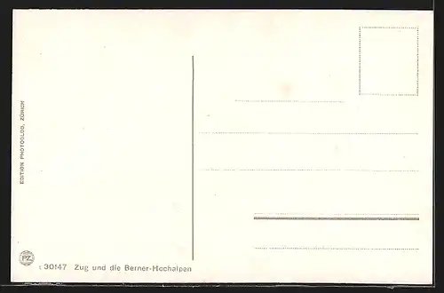 AK Zug, Ortsansicht mit Berner-Hochalpen