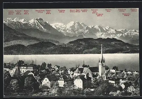 AK Zug, Totalansicht mit den Berner Alpen