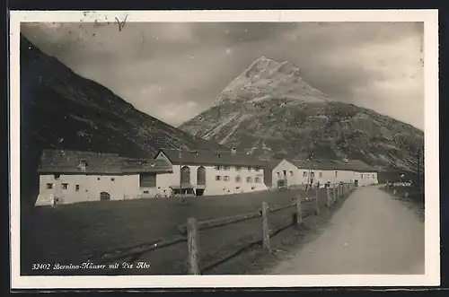 AK Bernina, Bernina-Häuser mit Piz Alv