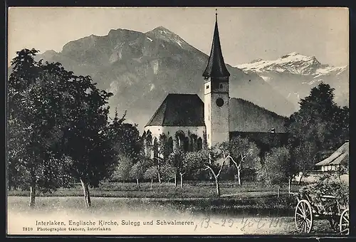AK Interlaken, Englische Kirche, Sulegg und Schwalmeren