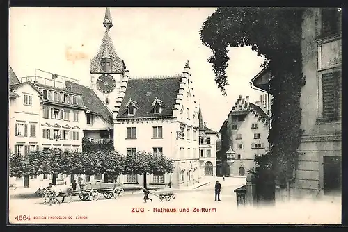 AK Zug, Rathaus und Zeitturm