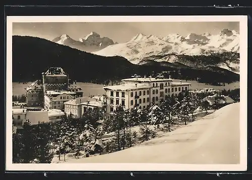 AK Pontresina, Ortsansicht aus der Vogelschau