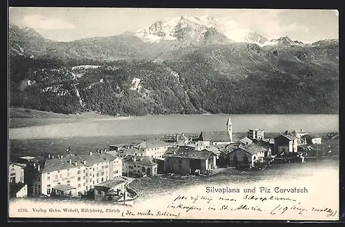 AK Silvaplana, Blick auf den Ort mit Piz Corvatsch