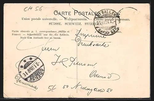 AK St. Gallen, Jahreszahl 1905 mit Ortsansichten