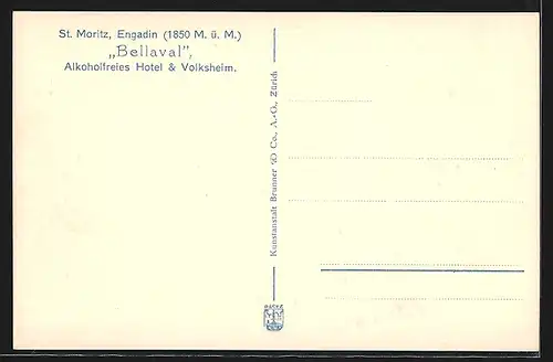 AK St. Moritz /Engadin, Alkoholfreies Hotel Bellaval und Volksheim