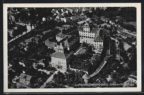 AK Zeitz, Fliegeraufnahme des Ortes mit Schloss Moritzburg
