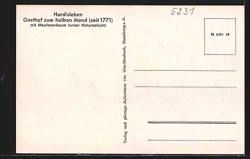 AK Hardisleben, Totalansicht, Kriegerdenkmal 1914 /18, Gasthof zum halben Mond, Kellereingang