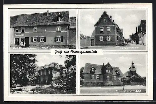 AK Herrengosserstedt, Lebensmittel v. Paul Birke, Dorfstrasse, Schloss