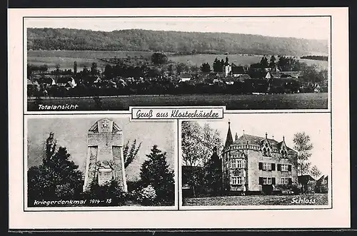 AK Klosterhäseler, Schloss, Kriegerdenkmal 1914-18, Totalansicht