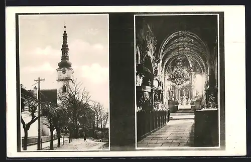 AK Novè Mesto n. Vàh., Kath. Kirche und Inneres der Kirche