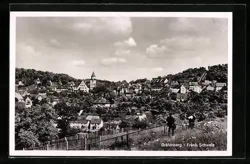 AK Gräfenberg /Fränk. Schweiz, Ortsansicht von einem Berg aus