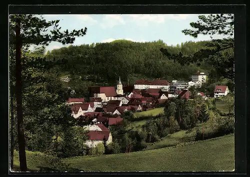 AK Obertrubach /Fränk. Schweiz, Ortsansicht von einem Berg aus