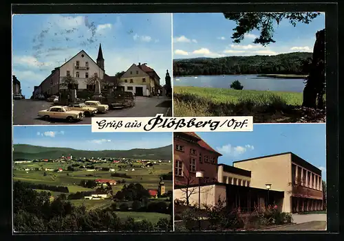 AK Plössberg /Opf., Vier Ansichten vom und aus dem Ort