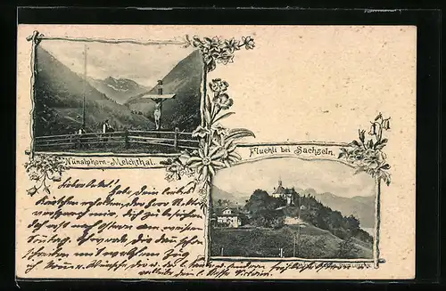 AK Fluehli, Teilansicht mit Jesuskreuz, Ansicht Nünalphorn-Melchthal