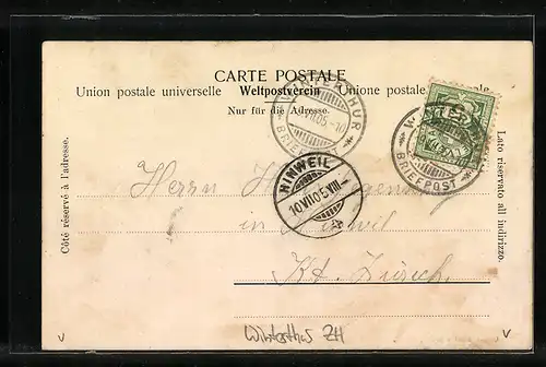 AK Winterthur, Bahnhofplatz aus der Vogelschau