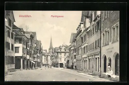 AK Altstätten, Marktgasse mit Geschäften