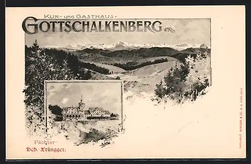 Künstler-AK Gottschalkenberg, Blick ins Land, Gasthaus
