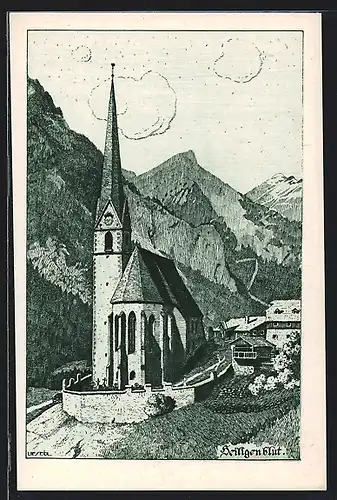 Künstler-AK Ulf Seidl: Heiligenblut, Kirche