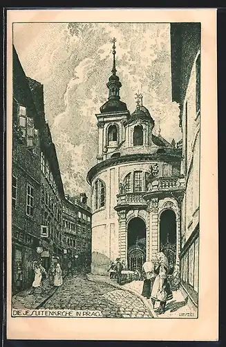 Künstler-AK Ulf Seidl: Prag, Jesuitenkirche