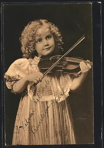 AK Mädchen beim Geigen-Spiel