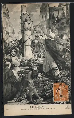 Künstler-AK Jeanne d`Arc / Johanna von Orleans brulèe à Rouen en 1431