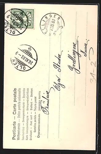 AK Junger Mann mit Blasinstrument am Fenster seiner Geliebten