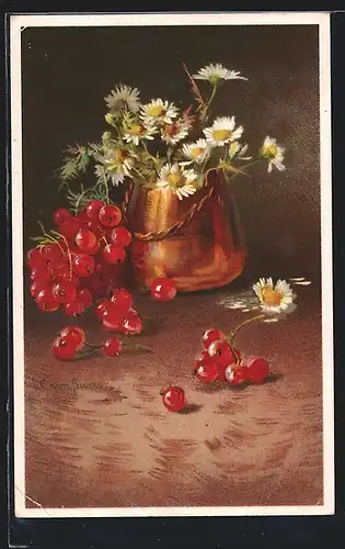 Künstler-AK Clara von Sivers: Stilleben mit Johannisbeeren