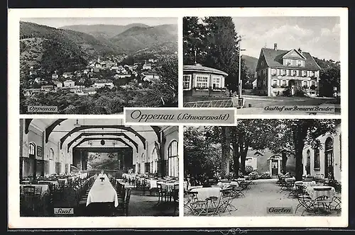 AK Oppenau, Ortsansicht, Gasthof zur Brauerei Bruder mit Saal und Garten