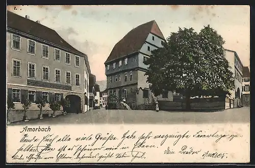 AK Amorbach, Marktplatz mit Gasthaus zum Badischen Hof