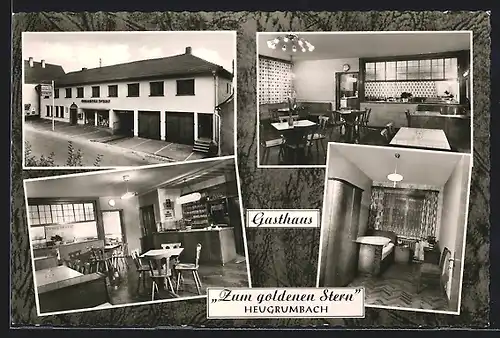 AK Heugrumbach, Gasthaus Zum Goldenen Stern, Schlafraum, an der Bar, Essensraum
