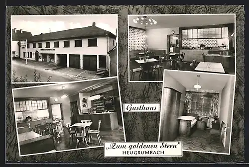 AK Heugrumbach, Gasthaus Zum Goldenen Stern, Schlafraum, an der Bar, Essensraum