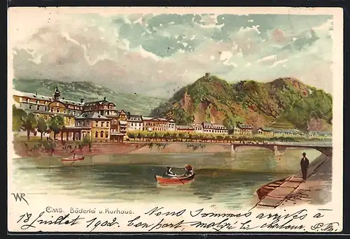 Lithographie Ems, Bäderlei und Kurhaus