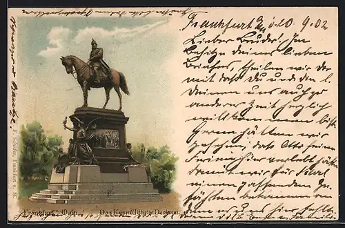 Lithographie Frankfurt / Main, Kaiser Wilhelm-Denkmal