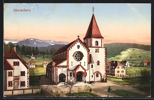 AK Oberachern, Kirche mit Umgebung