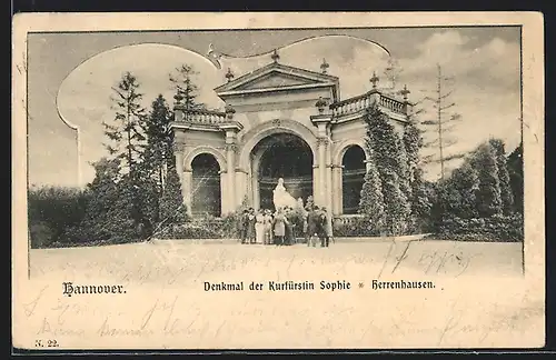 AK Hannover, Denkmal der Kurfürstin Sophie, Herrenhausen