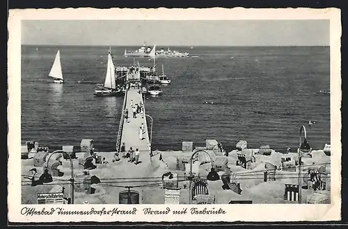 AK Timmendorferstrand / Ostseebad, Strand mit Seebrücke