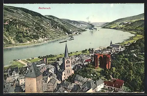 AK Bacharach, Teilansicht mit Fluss