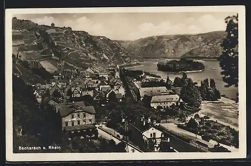 AK Bacharach / Rhein, Gesamtansicht mit Hotel Herbrecht