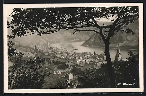 AK Oberwesel, Panoramablick vom Berg