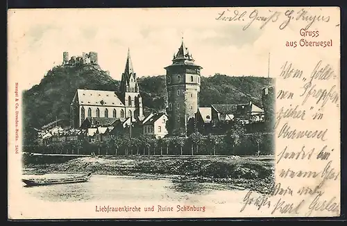 AK Oberwesel / Rhein, Liebfrauenkirche und Ruine Schönburg