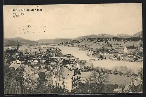 AK Bad Tölz, Panorama mit Isarpartie
