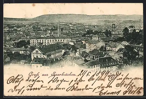 AK Saarbrücken, Panoramablick aus der Vogelschau