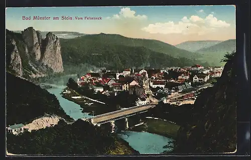 AK Bad Münster a. Stein, Totale vom Felseneck gesehen